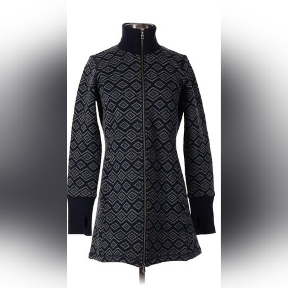 AKINI Wool Blend Geometic Sweater Coat